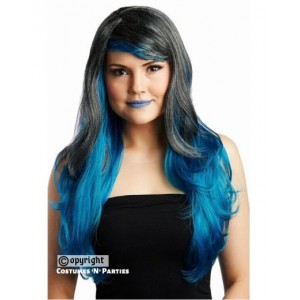 Wavy O' Curl Ombre Wig - Blue and Black