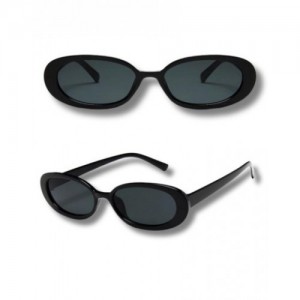 RETRO OVAL SUNGLASSES - BLACK