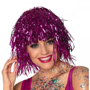 Tinsel Wig - Hot Pink
