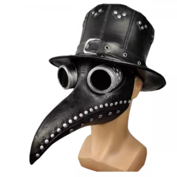 Steampunk Plague Mask with Hat - Black/Silver