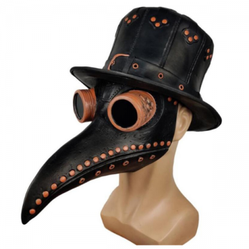 Steampunk Plague Mask with Hat - Black/ Brown