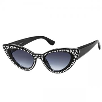 CAT EYE STARRY SUNGLASSES - BLACK