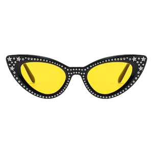 CAT EYE STARRY SUNGLASSES - BLACK/YELLOW
