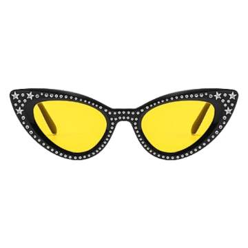 CAT EYE STARRY SUNGLASSES - BLACK/YELLOW
