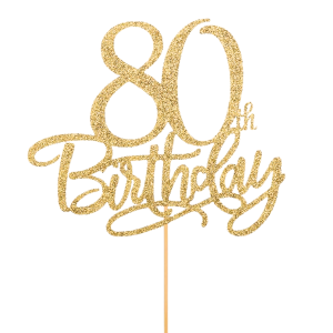 80th Birthday Cake Topper - Gold