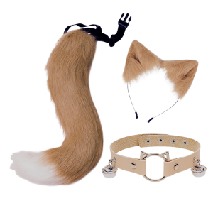 Animal Set - 3 Pieces Furry Fox Khaki