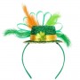 St Patricks Day Headband - Glitter Irish Mini Hat w Feather Clover