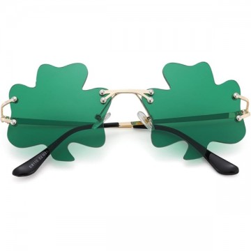 St Patricks Day - Tinted Green Shamrock Rimless Glasses