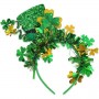 St Patricks Day Headband - Glitter Irish Top Hat w Shamrock