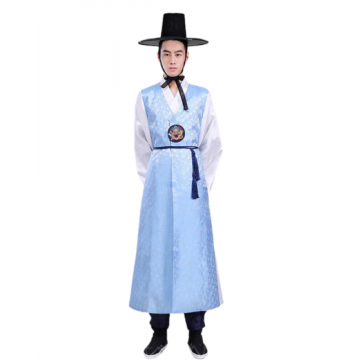 Traditional Korean Hanbok Long Blue