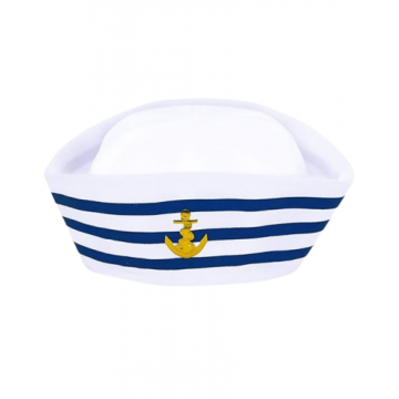 Nautical Striped Sailor Hat Gold Anchor