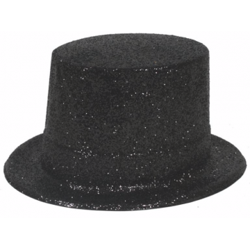 Glitter Top Hat - Black