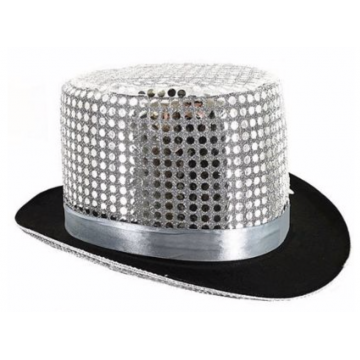 Sequin Top Hat Silver