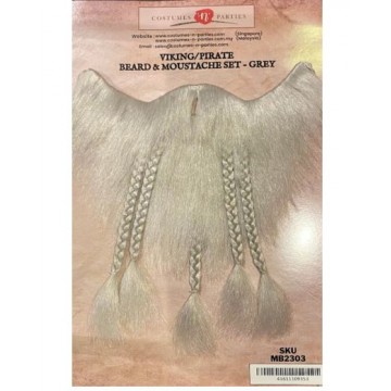 Viking / Pirate Beard & Moustache Set - Grey