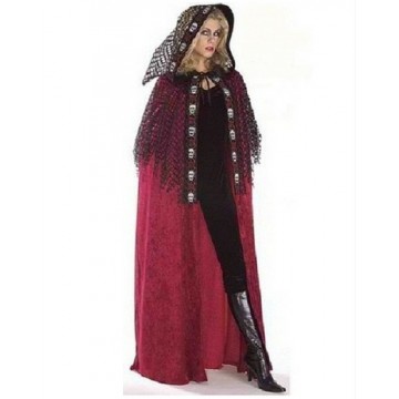 Burgundy Velvet Hooded Cape