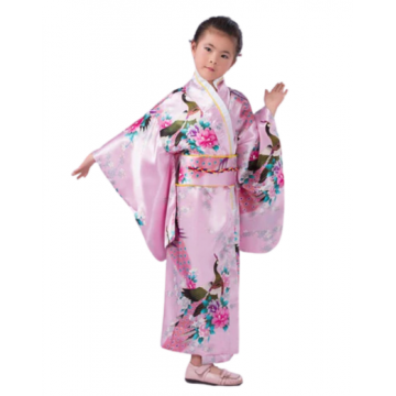 Girl Kimono Pink Peacock