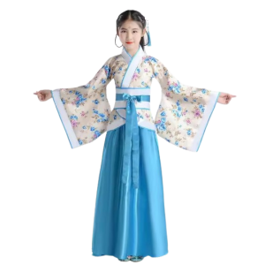 Elegant Hanfu - Blue & White Floral