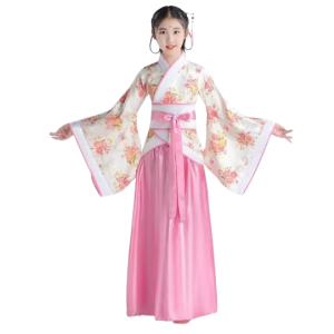 Elegant Hanfu - Pink & White Floral