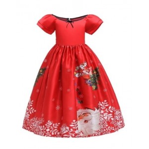 Christmas Print Bow Dress