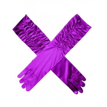Gloves Fancy Long Satin - Purple