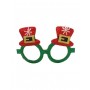 X- Mas Glasses Green Frame with Red Elf Hat