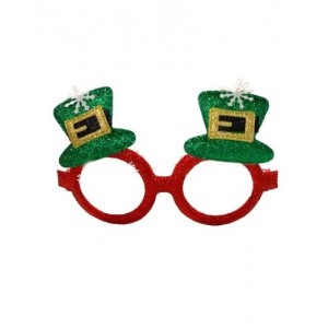 X- Mas Glasses Red Frame with Green Elf Hat