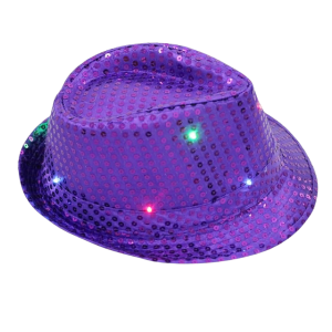 LED Sequin Fedora Hat - Purple