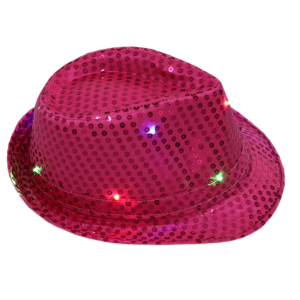 LED Sequin Fedora Hat - Magenta