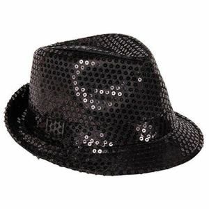 Sequin Fedora Hat Black