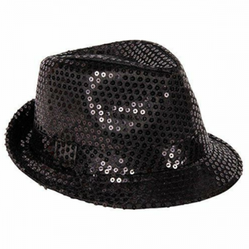 Sequin Fedora Hat Black