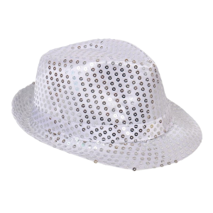 Sequin Fedora Hat Silver