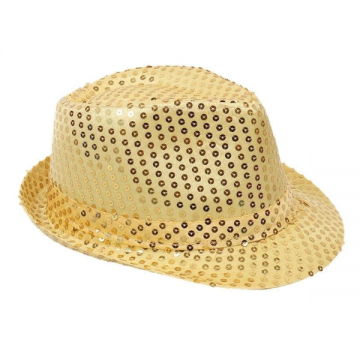 Sequin Fedora Hat - Yellow