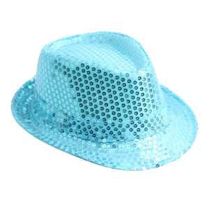 Sequin Fedora Hat Light Blue