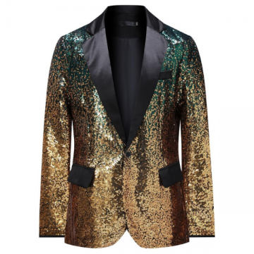 Shimmer Ombre Sequin Blazer Green/Gold