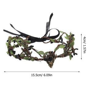 Enchanted Forest Antler Crown with Deer Pendant - Black