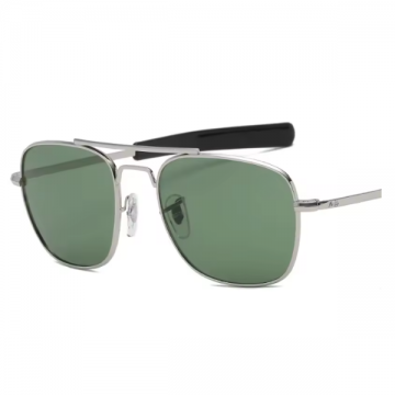 Aviator Vintage Shades Silver Frame with Green lens