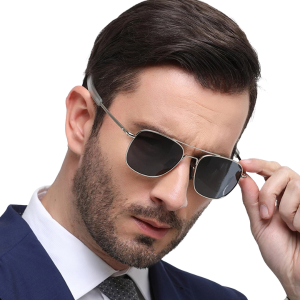 Aviator Vintage Shades Silver Frame with Black lens