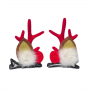 Hair Clip Reindeer Ear with Festive Pom-Poms - Red Antler