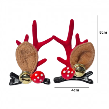 Hair Clip Reindeer Ear with Bells