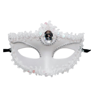 Victorian Sequin Mask - White