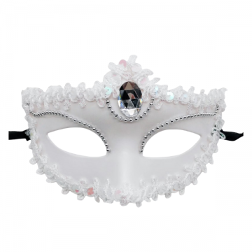 Victorian Sequin Mask - White