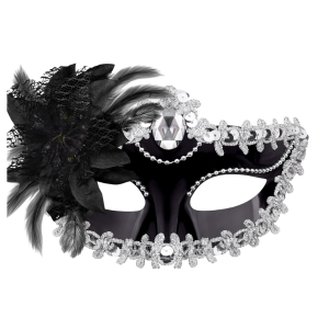 Victorian Sequin Flower Mask Two toned Black/Silver