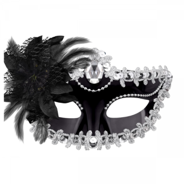 Victorian Sequin Flower Mask Two toned Black/Silver