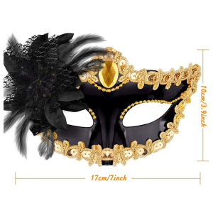 Victorian Sequin Flower Mask Two toned Black/Gold