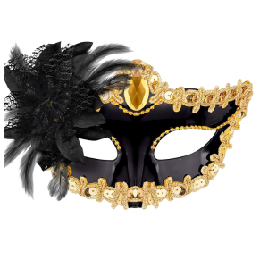 Victorian Sequin Flower Mask Two toned Black/Gold