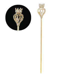 Elegant Gold Crown Scepter with Pearls
