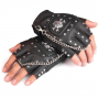 Gloves Fingerless Leather Punk Skull Chain