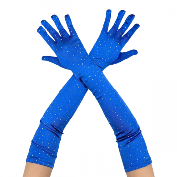 Long Gloves Crystals Opera 55cm - Royal Blue