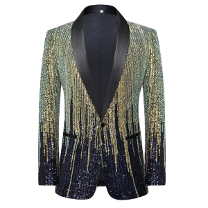 Sequin Blazer Ombre Gold & Blue