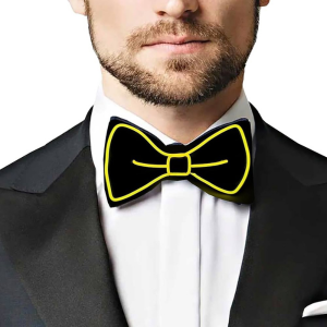 Bow Tie Neon Glow LED Light-Up - Yellow